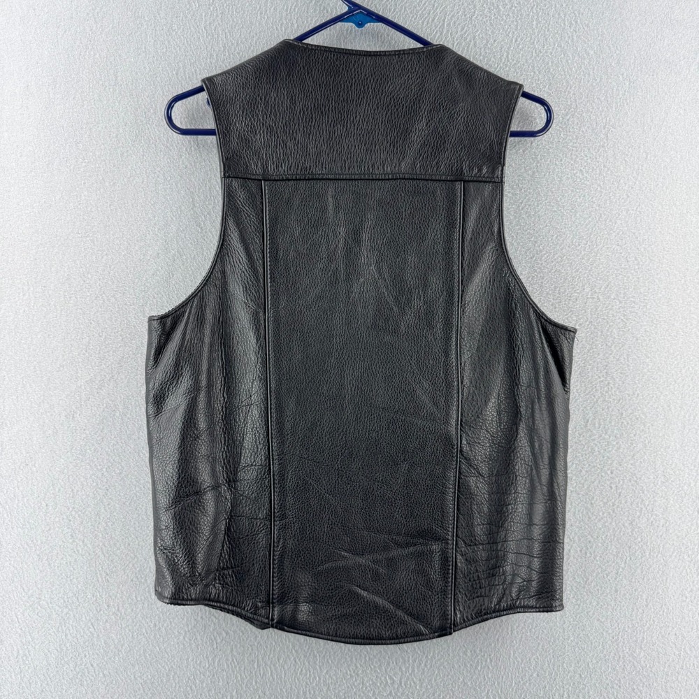 Vintage Schott Leather Vest Mens Small Black Biker Motorcycle Made in USA - Picture 9 of 13